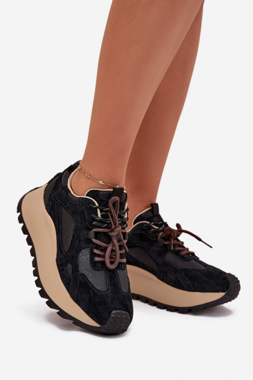 Leer Sneakers model schoenen met platform Dames Big Star SS274628 HI-POLY SYSTEM zInart