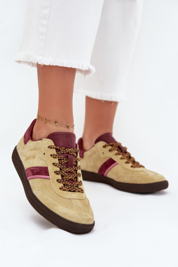 aus INildleder Niedrig Sneakers Stilvollllschuhe Feminin Big Star SS274680 HI-POLY SYSTEM Kalkstein