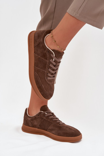 van suède Sneakers model schoenen Dames Big Star SS274676 HI-POLY SYSTEM bruine kleur