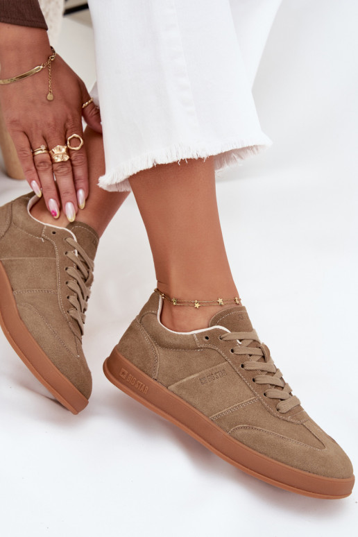 van suède Sneakers model schoenen Dames Big Star SS274675 HI-POLY SYSTEM beige