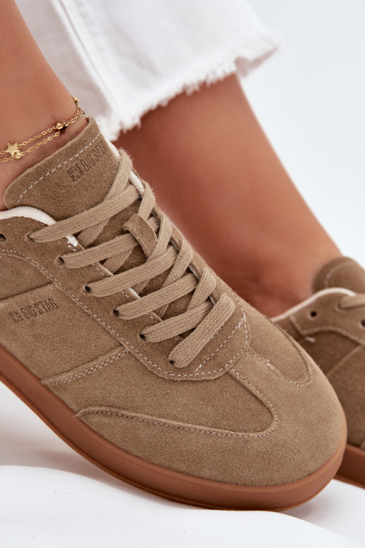 van suède Sneakers model schoenen Dames Big Star SS274675 HI-POLY SYSTEM beige