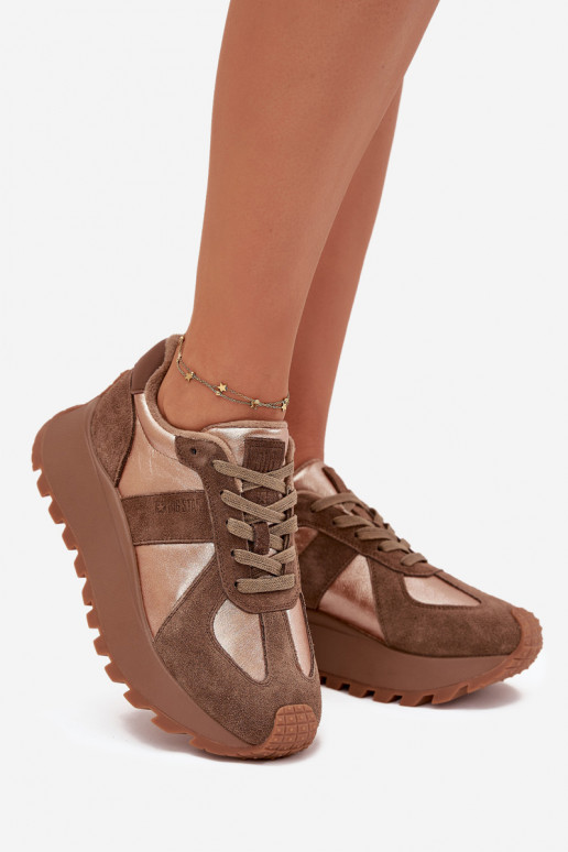 van suède Sneakers model schoenen Dames opInarmen met platform Big Star OO274A218 HI-POLY SYSTEM bruine kleur van suède Sneakers model schoenen Dames opInarmen met platform Big Star OO274A218 HI-POLY SYSTEM bruine kleur