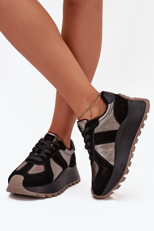 van suède Sneakers model schoenen Dames opInarmen met platform Big Star OO274A217 HI-POLY SYSTEM zInart van suède Sneakers model schoenen Dames opInarmen met platform Big Star OO274A217 HI-POLY SYSTEM zInart