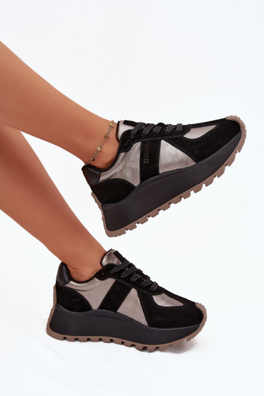 van suède Sneakers model schoenen Dames opInarmen met platform Big Star OO274A217 HI-POLY SYSTEM zInart van suède Sneakers model schoenen Dames opInarmen met platform Big Star OO274A217 HI-POLY SYSTEM zInart