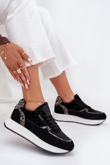 van suède Sneakers model schoenen Dames Big Star OO274A312 HI-POLY SYSTEM zInart met luipaardbontpatronen