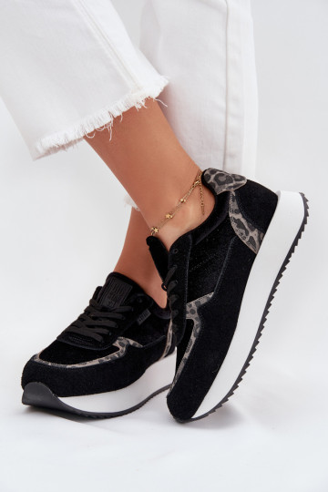 van suède Sneakers model schoenen Dames Big Star OO274A312 HI-POLY SYSTEM zInart met luipaardbontpatronen 2