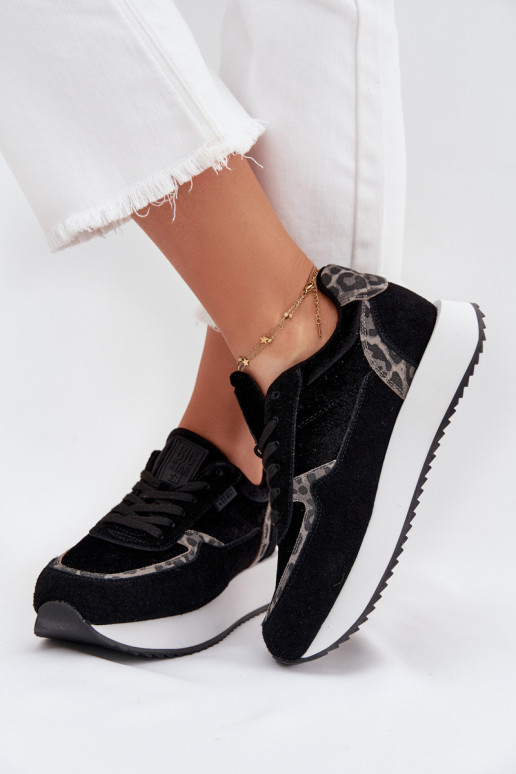 aus INildleder Sneakers Stilvollllschuhe Feminin Big Star OO274A312 HI-POLY SYSTEM schZuarze Farbe mit Leopardenfellmuster aus INildleder Sneakers Stilvollllschuhe Feminin Big Star OO274A312 HI-POLY SYSTEM schZuarze Farbe mit Leopardenfellmuster