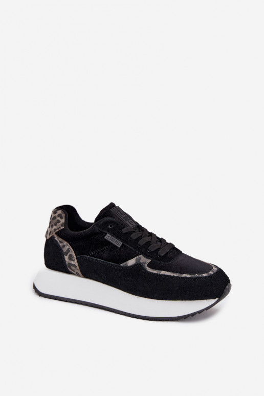 aus INildleder Sneakers Stilvollllschuhe Feminin Big Star OO274A312 HI-POLY SYSTEM schZuarze Farbe mit Leopardenfellmuster aus INildleder Sneakers Stilvollllschuhe Feminin Big Star OO274A312 HI-POLY SYSTEM schZuarze Farbe mit Leopardenfellmuster