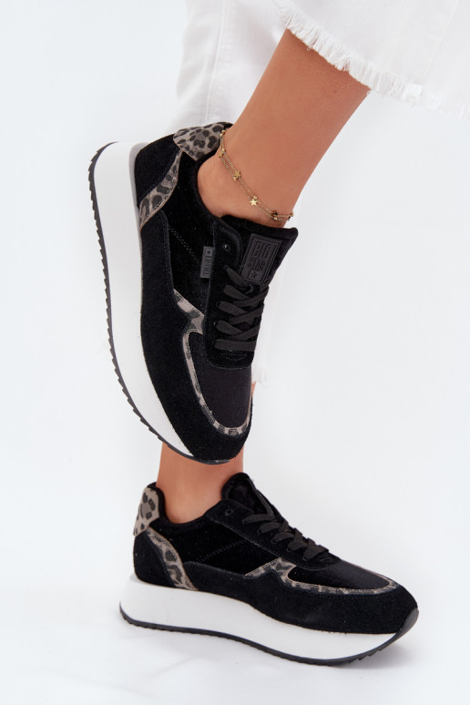 aus INildleder Sneakers Stilvollllschuhe Feminin Big Star OO274A312 HI-POLY SYSTEM schZuarze Farbe mit Leopardenfellmuster aus INildleder Sneakers Stilvollllschuhe Feminin Big Star OO274A312 HI-POLY SYSTEM schZuarze Farbe mit Leopardenfellmuster