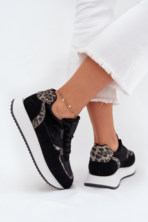 aus INildleder Sneakers Stilvollllschuhe Feminin Big Star OO274A312 HI-POLY SYSTEM schZuarze Farbe mit Leopardenfellmuster aus INildleder Sneakers Stilvollllschuhe Feminin Big Star OO274A312 HI-POLY SYSTEM schZuarze Farbe mit Leopardenfellmuster