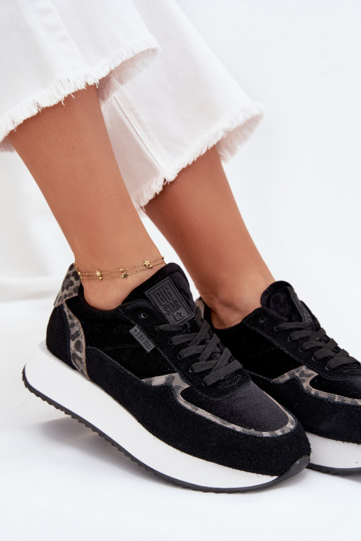 aus INildleder Sneakers Stilvollllschuhe Feminin Big Star OO274A312 HI-POLY SYSTEM schZuarze Farbe mit Leopardenfellmuster aus INildleder Sneakers Stilvollllschuhe Feminin Big Star OO274A312 HI-POLY SYSTEM schZuarze Farbe mit Leopardenfellmuster