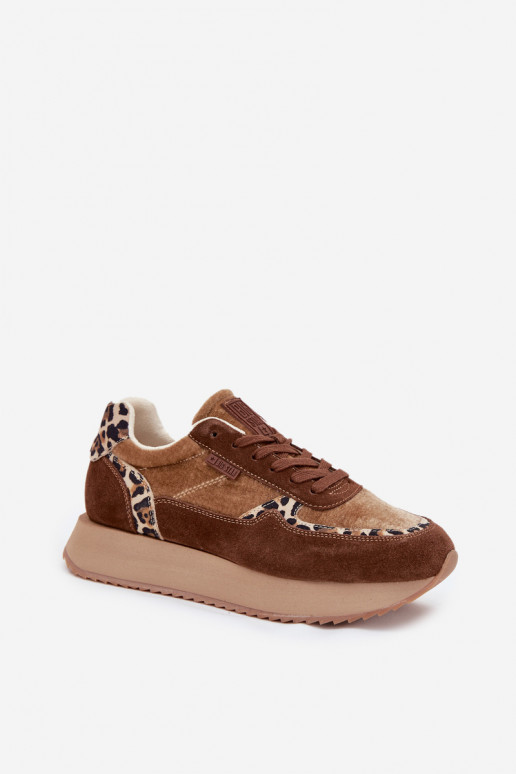 aus INildleder Sneakers Stilvollllschuhe Feminin Big Star OO274A313 HI-POLY SYSTEM braune Farbe mit Leopardenfellmuster aus INildleder Sneakers Stilvollllschuhe Feminin Big Star OO274A313 HI-POLY SYSTEM braune Farbe mit Leopardenfellmuster