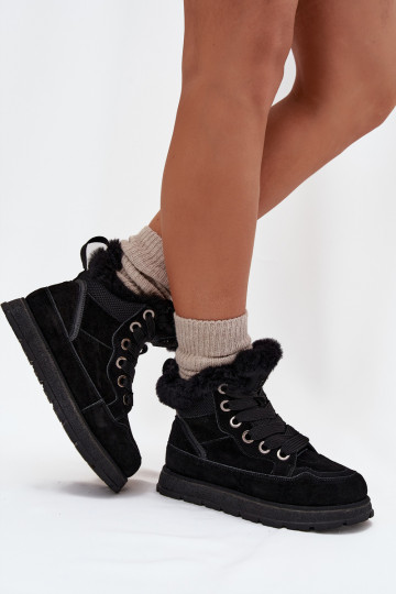Bottes de neige en daim pour femmes avec plateforme et fourrure Big Star SS274369, noires