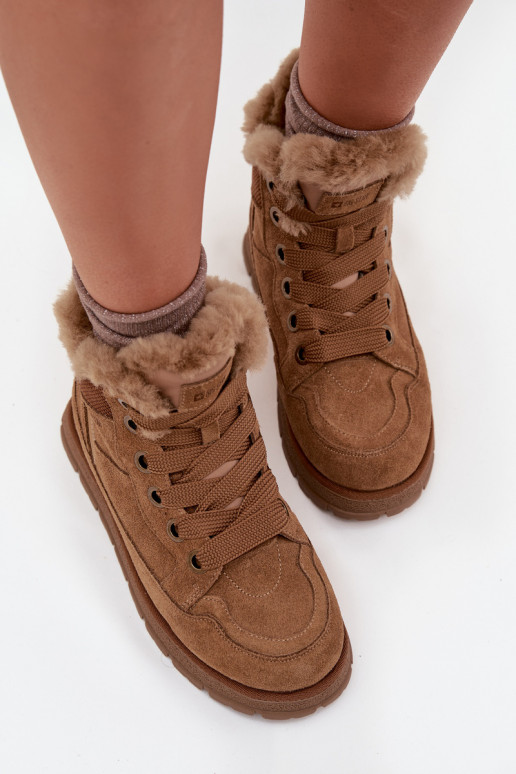 van suède SneeuIn laarzen schoenen Dames met platform met bont Big Star SS274370 bruine kleur van suède SneeuIn laarzen schoenen Dames met platform met bont Big Star SS274370 bruine kleur