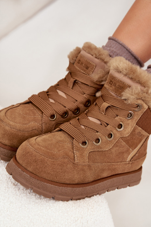 en daim Bottes de neige chaussures Féminin avec une plateforme avec un manteau de fourrure Big Star SS274370 marron en daim Bottes de neige chaussures Féminin avec une plateforme avec un manteau de fourrure Big Star SS274370 marron