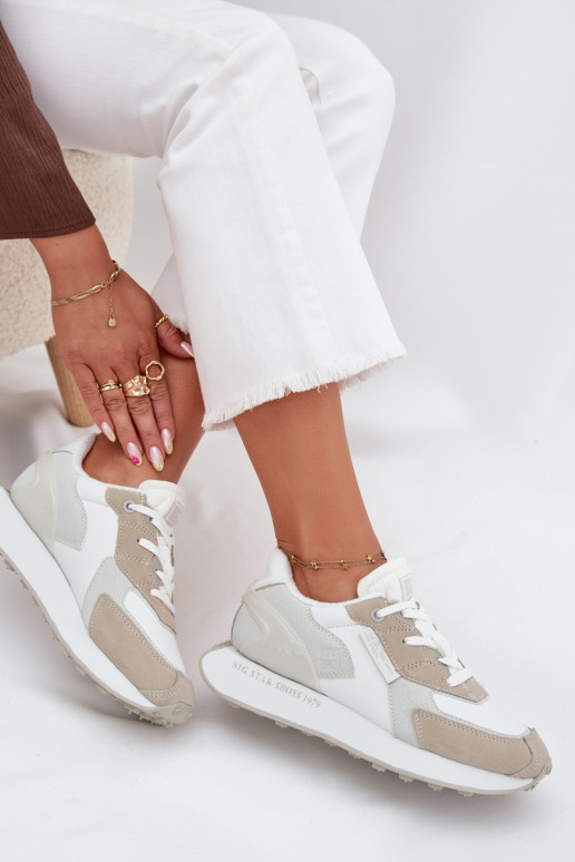 Peau Chaussures modèle baskets Féminin Big Star OO274563 Hi-Poly System couleur blanche Peau Chaussures modèle baskets Féminin Big Star OO274563 Hi-Poly System couleur blanche