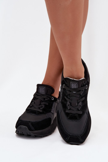 Baskets en cuir pour femmes Big Star OO274562 Hi-Poly System noires 2