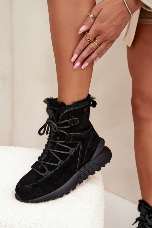 en daim Bottes de neige Féminin avec un manteau de fourrure Big Star SS274319 couleur noire en daim Bottes de neige Féminin avec un manteau de fourrure Big Star SS274319 couleur noire