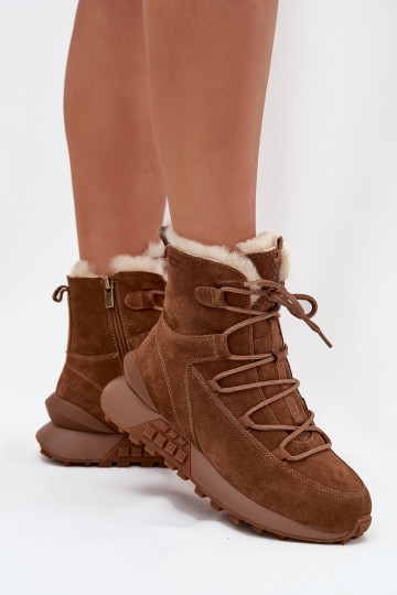 en daim Bottes de neige Féminin avec un manteau de fourrure Big Star SS274318 marron