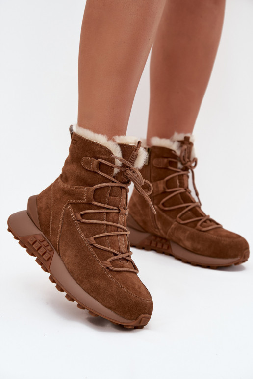 en daim Bottes de neige Féminin avec un manteau de fourrure Big Star SS274318 marron en daim Bottes de neige Féminin avec un manteau de fourrure Big Star SS274318 marron