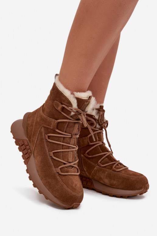 en daim Bottes de neige Féminin avec un manteau de fourrure Big Star SS274318 marron en daim Bottes de neige Féminin avec un manteau de fourrure Big Star SS274318 marron