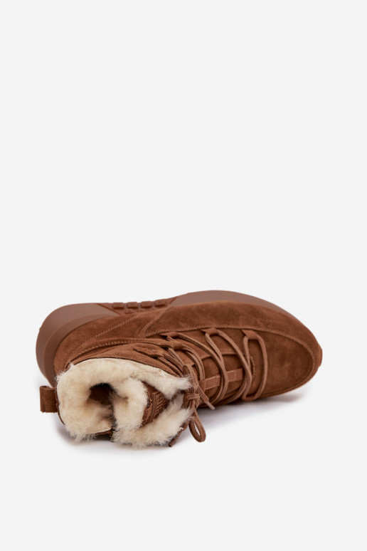 en daim Bottes de neige Féminin avec un manteau de fourrure Big Star SS274318 marron en daim Bottes de neige Féminin avec un manteau de fourrure Big Star SS274318 marron