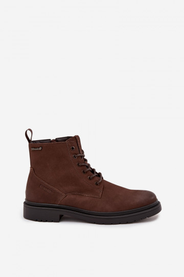 Bottines en cuir chaudes pour hommes Big Star OO174149 chocolat 2