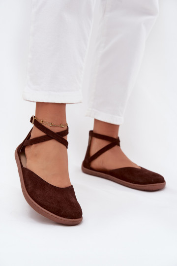 Ballerines en daim Féminin Barefoot avec des bandes Zazoo 191 CzekoladoÀe 2