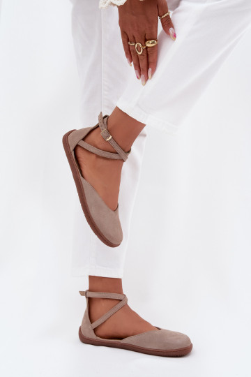 Ballerines en daim Féminin Barefoot avec des bandes Zazoo 191 couleur grise