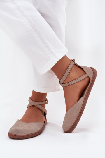 Ballerines en daim Féminin Barefoot avec des bandes Zazoo 191 couleur grise 2