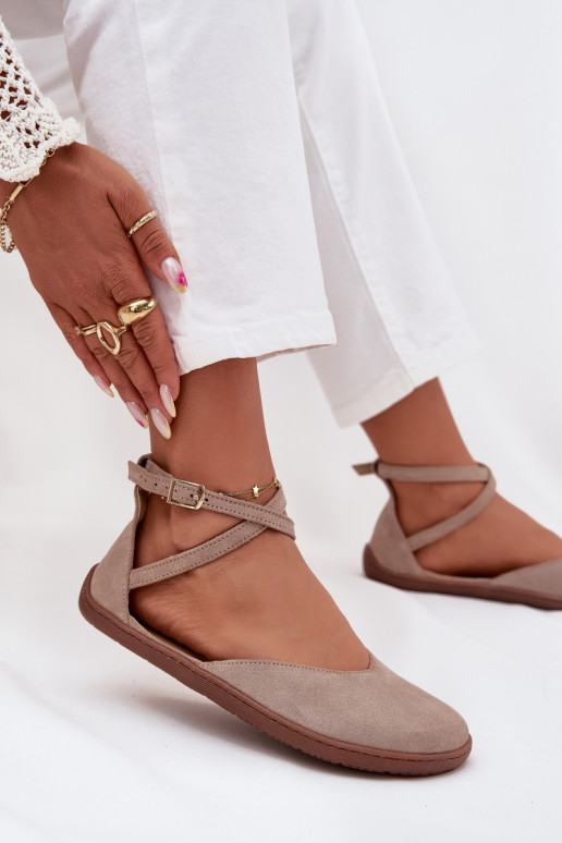 Ballerinas aus INildleder Feminin Barefoot mit Streifen Zazoo 191 graue Farbe