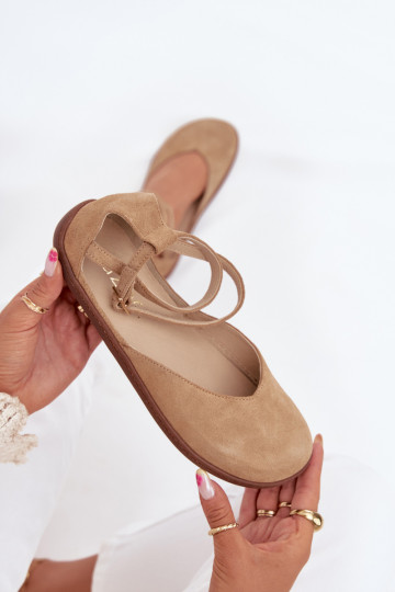 Ballerines en daim Féminin Barefoot avec des bandes Zazoo 191 beige 2