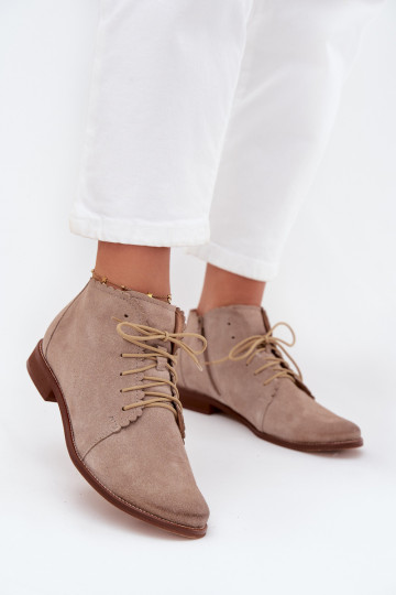INildlederschuhe mit breiten Absätzen Cappuccino-Farbe Zazoo 4078 2