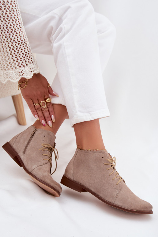 Chaussures en daim avec des talons larges couleur cappuccino Zazoo 4078 Chaussures en daim avec des talons larges couleur cappuccino Zazoo 4078