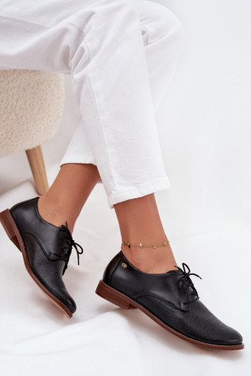 Bottines en cuir élégantes pour femmes avec lacets Zazoo 4238 noires