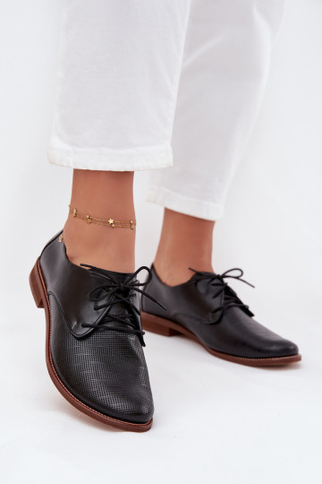 Odinnen elegante damesschoenen met veters Zazoo 4238 zwarte kleur 2