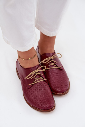 Haut Schuhe Feminin Eleganter Stil mit Schnürsenkeln Zazoo 4238 Burgund