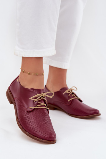 Leder Damen elegante Schuhe mit Schnürung Zazoo 4238 bordeaux 2