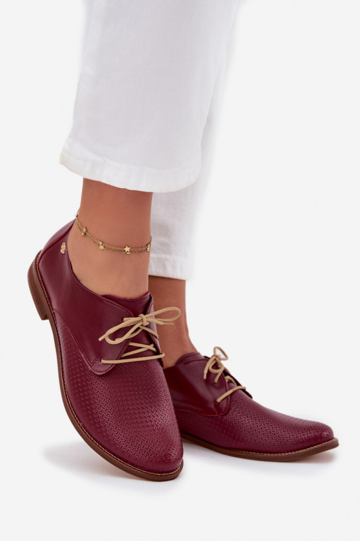 Leer schoenen Dames Elegante stijl met veters Zazoo 4238 bordeaux Leer schoenen Dames Elegante stijl met veters Zazoo 4238 bordeaux