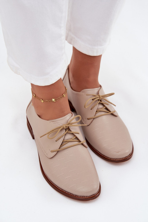 Peau chaussures Féminin Style élégant avec des lacets Zazoo 4238 beige