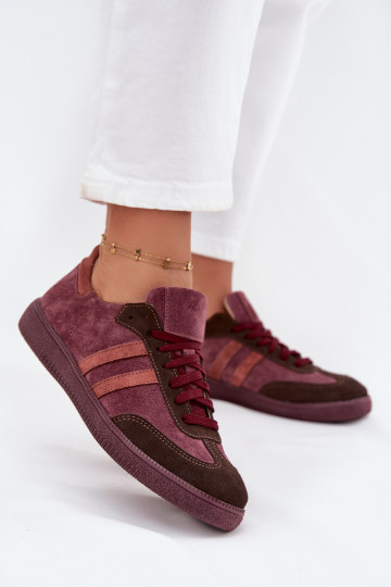 Baskets basses en daim pour femmes Zazoo N1068 bordeaux