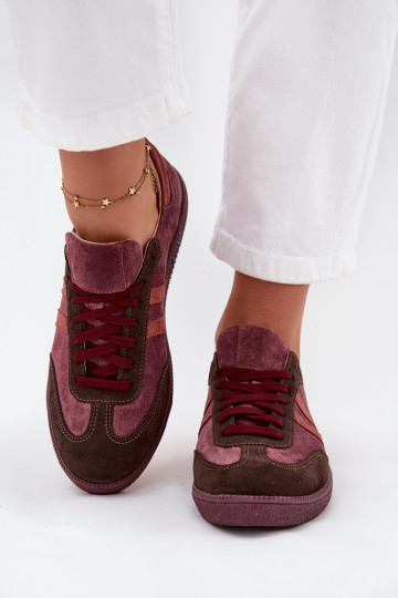 Zazoo N1068 van suède Laag Sneakers model schoenen Dames bordeaux 2