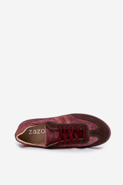 Zazoo N1068 en daim Faible Chaussures modèle baskets Féminin Bourgogne