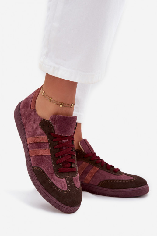 Zazoo N1068 van suède Laag Sneakers model schoenen Dames bordeaux