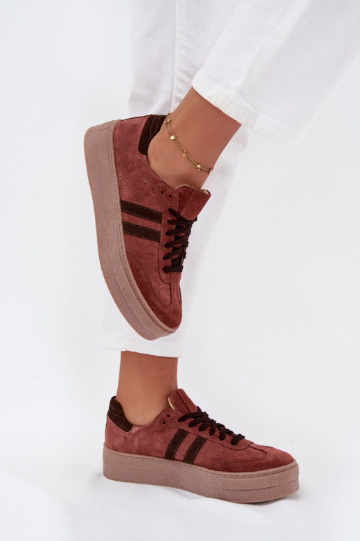 Zazoo N1068S2 Chaussures modèle baskets en daim avec une plateforme marron