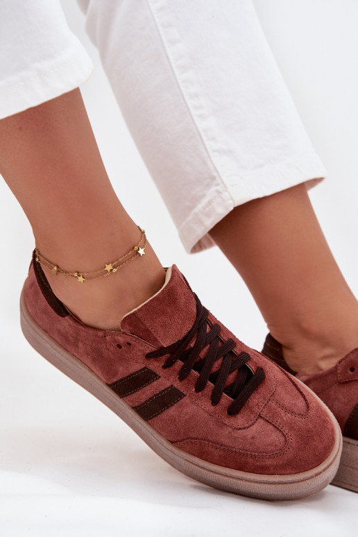 Zazoo N1068S2 Chaussures modèle baskets en daim avec une plateforme marron