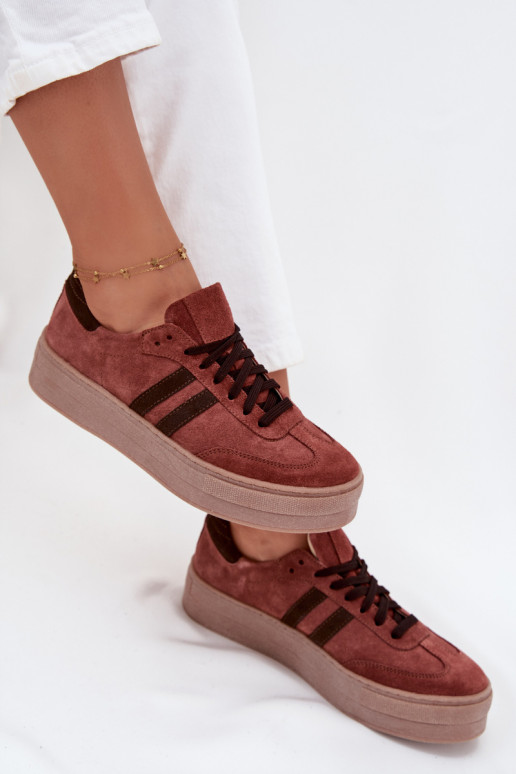 Zazoo N1068S2 Chaussures modèle baskets en daim avec une plateforme marron