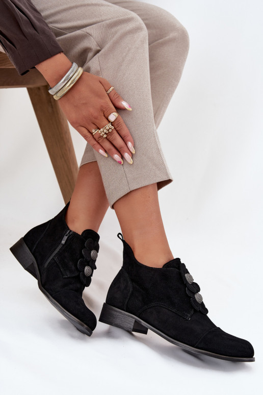 en daim chaussures Féminin Avec des décorationsi avec des motifs florauxkami Zazoo 3080 couleur noire en daim chaussures Féminin Avec des décorationsi avec des motifs florauxkami Zazoo 3080 couleur noire