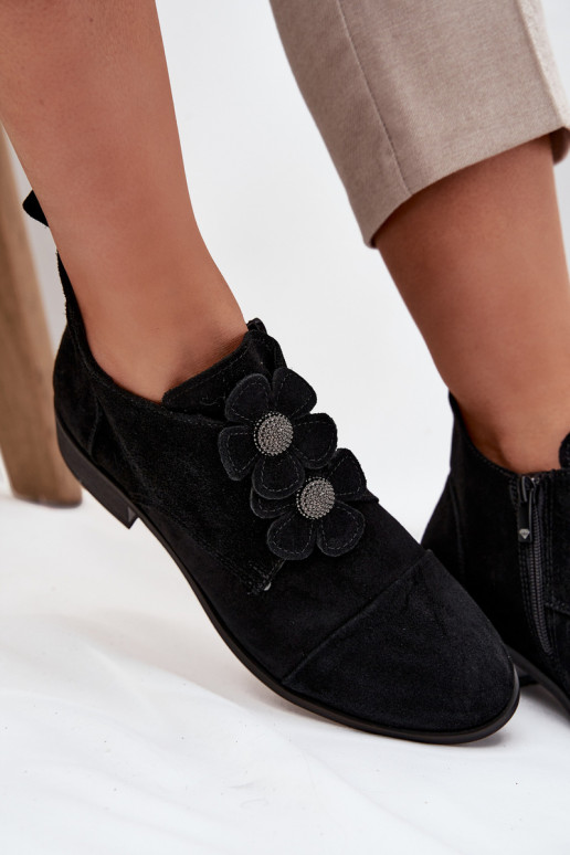 en daim chaussures Féminin Avec des décorationsi avec des motifs florauxkami Zazoo 3080 couleur noire en daim chaussures Féminin Avec des décorationsi avec des motifs florauxkami Zazoo 3080 couleur noire