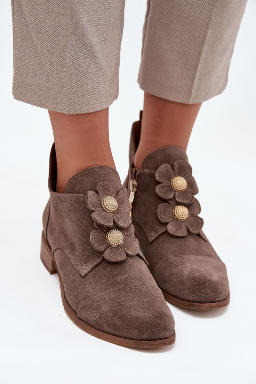 van suède schoenen Dames Met sierlijki met bloemmotievenkami Zazoo 3080 beige van suède schoenen Dames Met sierlijki met bloemmotievenkami Zazoo 3080 beige